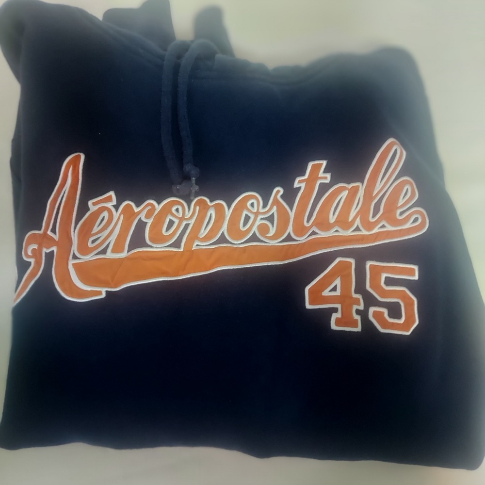 Aeropostale 45 Pullover Hoodie Sweatshirt Mens Large‎ Spell Out Athleisure